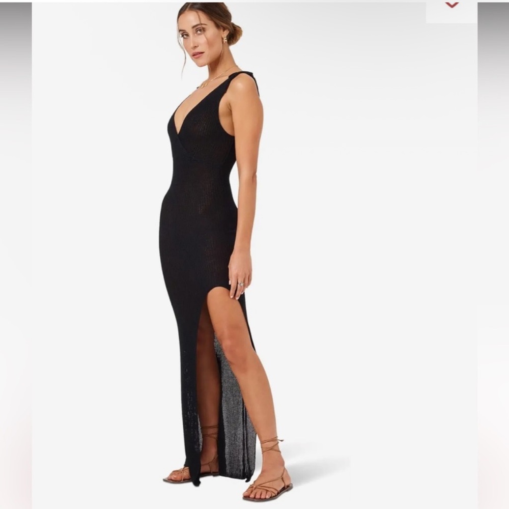L*space Kihei Black Knit Cover Up Maxi Dress XL